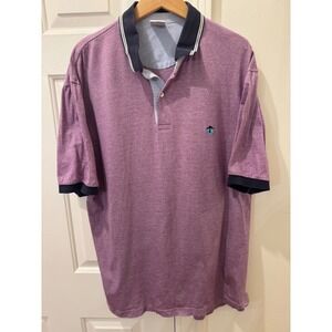 Brooks Brothers Men XL Original Fit Purple Stripe Cotton Polo Short Sleeve Shirt